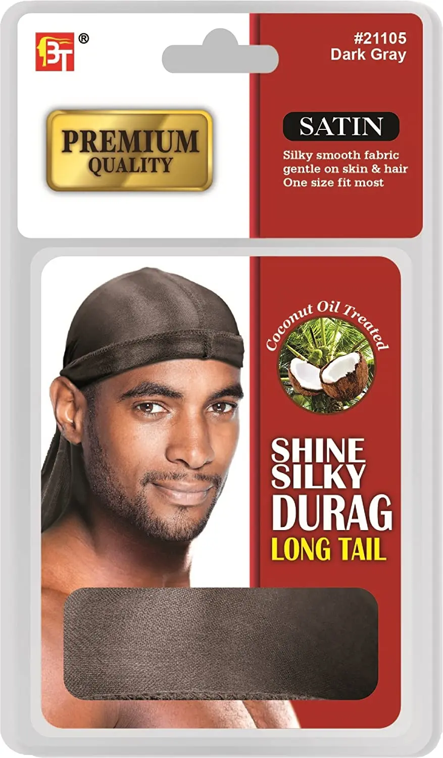 BEAUTY TOWN – Bonnet Durag en Soie couleur Gris Foncé