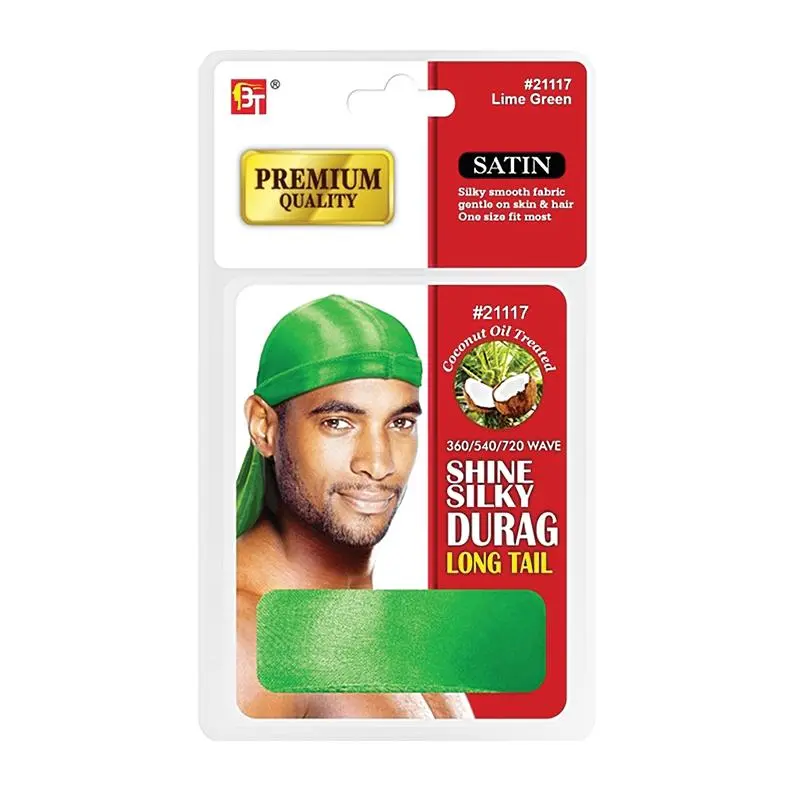 BEAUTY TOWN – Bonnet Durag en Soie couleur Vert Citron