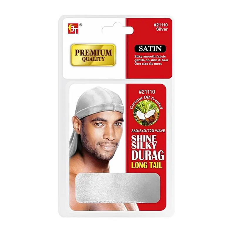 BEAUTY TOWN – Bonnet Durag en Soie couleur Silver