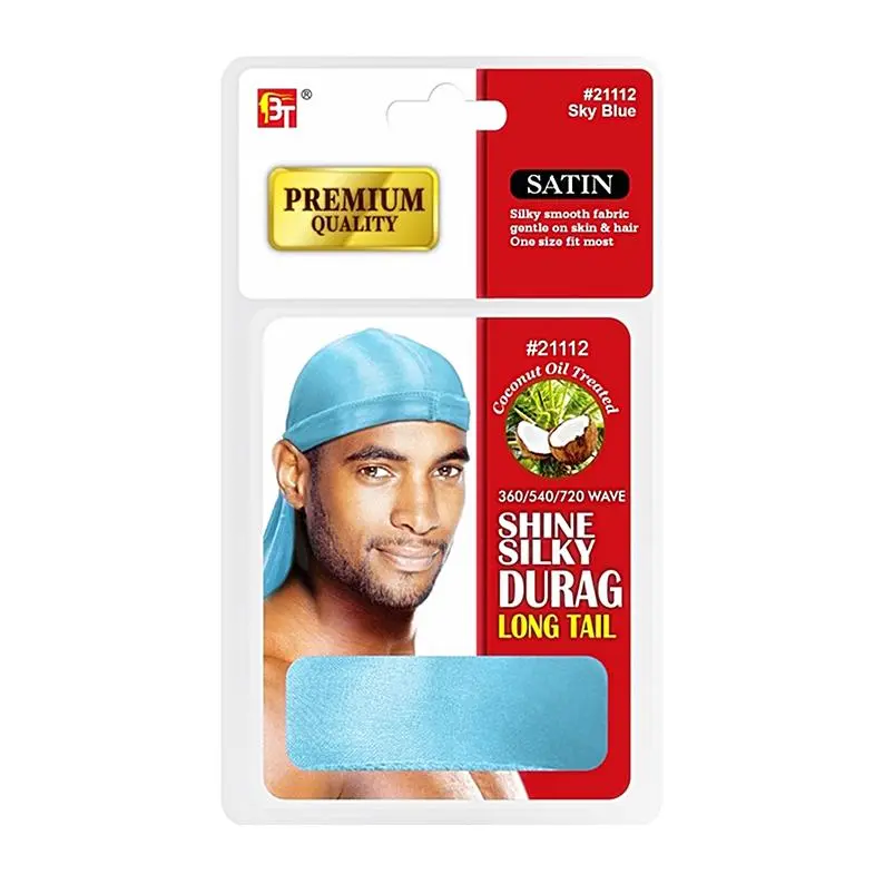 BEAUTY TOWN – Bonnet Durag en Soie couleur Sky Blue
