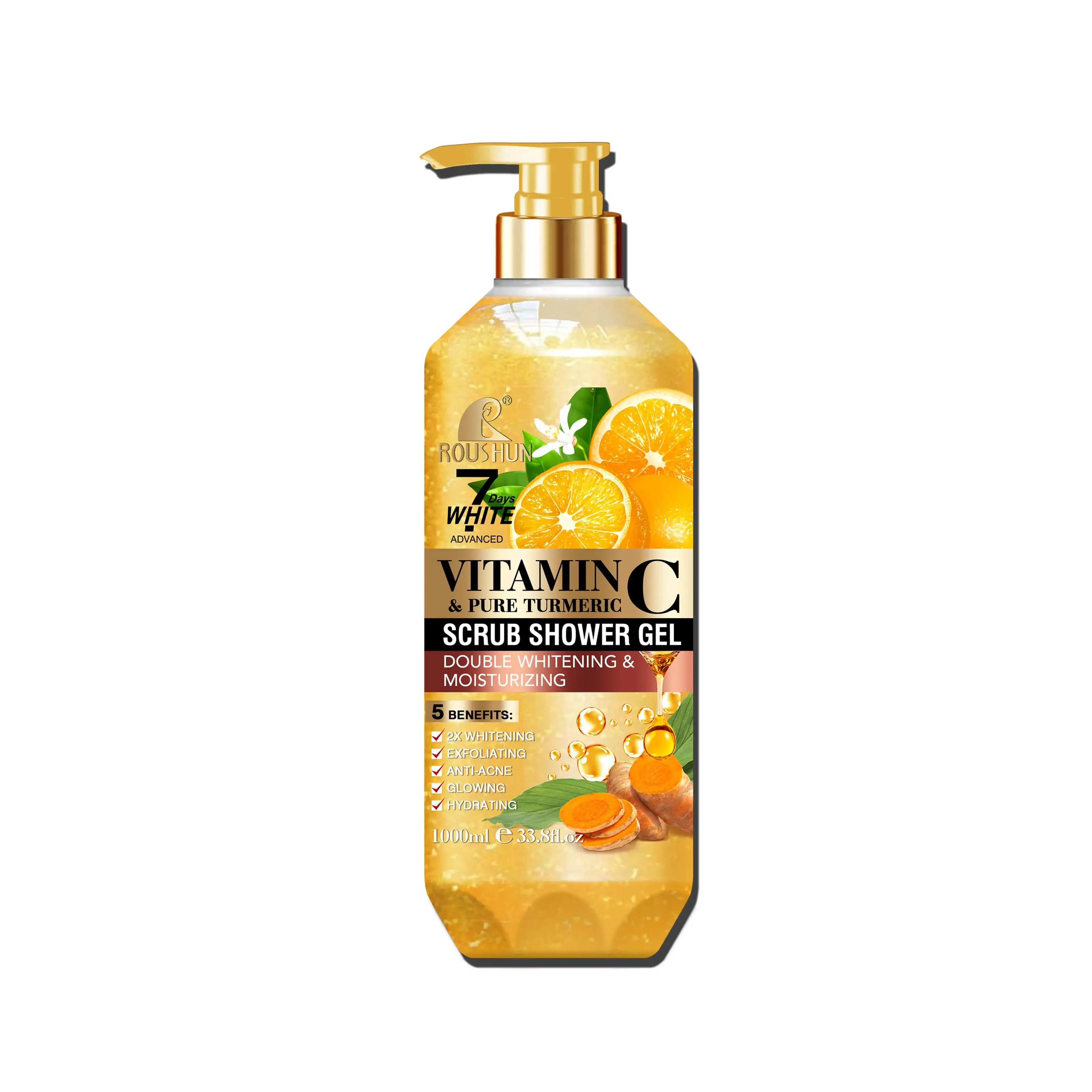 Gel Douche Gommage Vitamine C et Turmeric 1000ml - ROSHUN