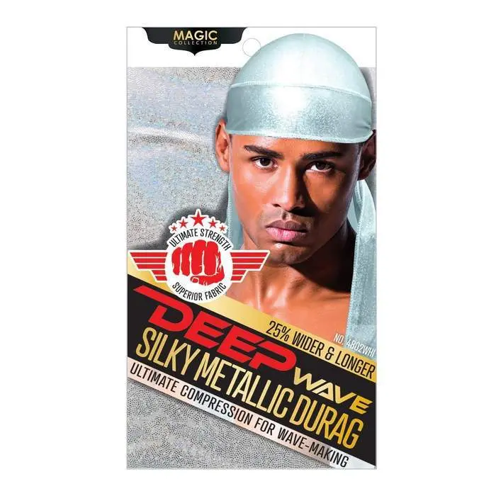 MAGIC COLLECTION – Deep Wave Silky Metallic Durag White