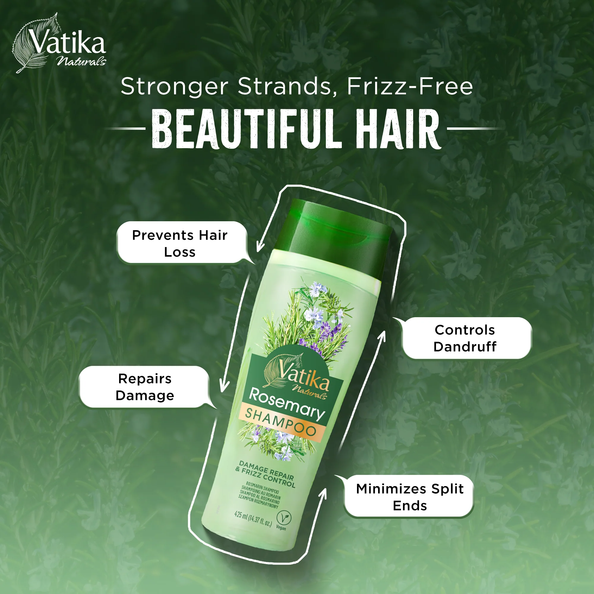 Shampoing Au Romarin 425ml - VATIKA - Image 2