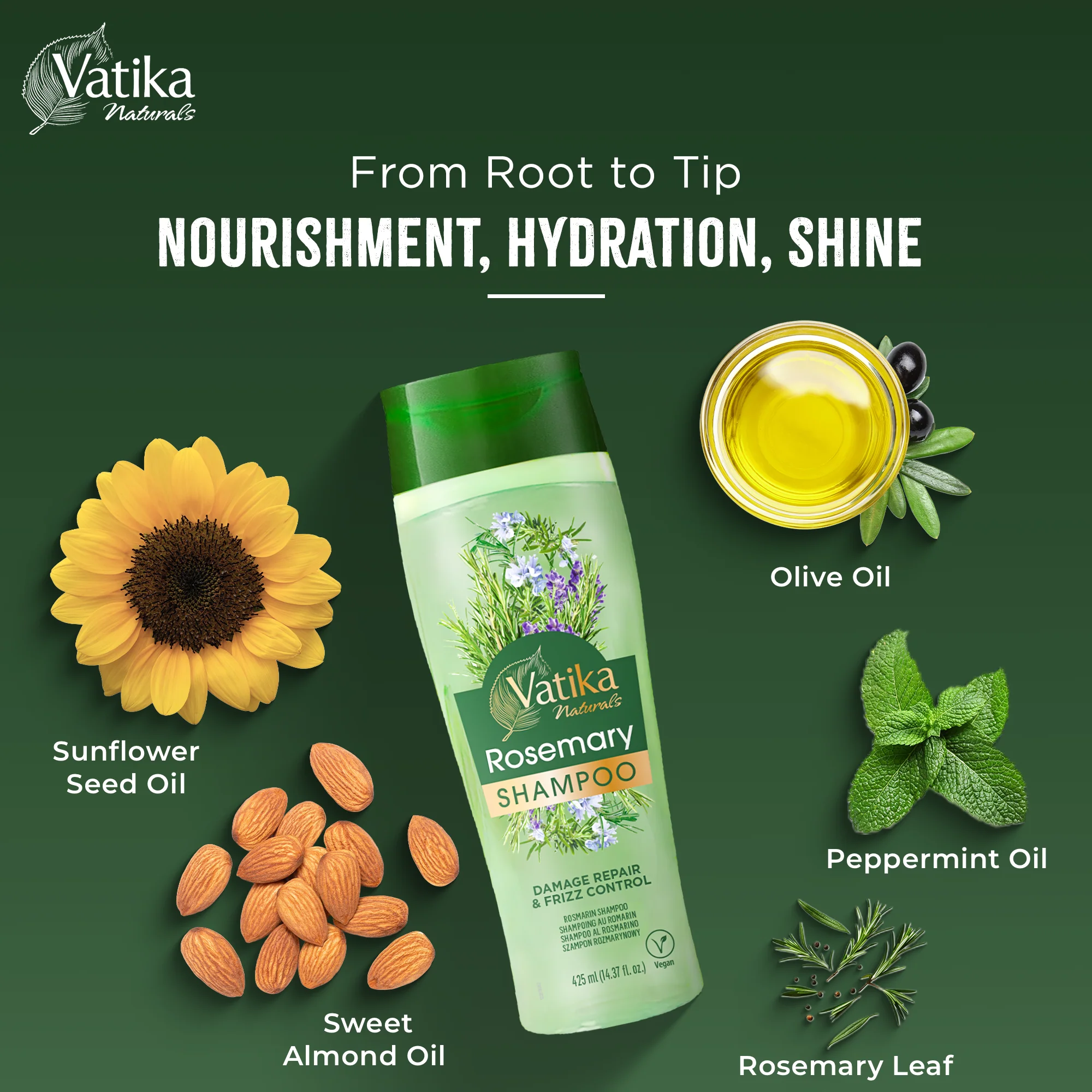 Shampoing Au Romarin 425ml - VATIKA - Image 3